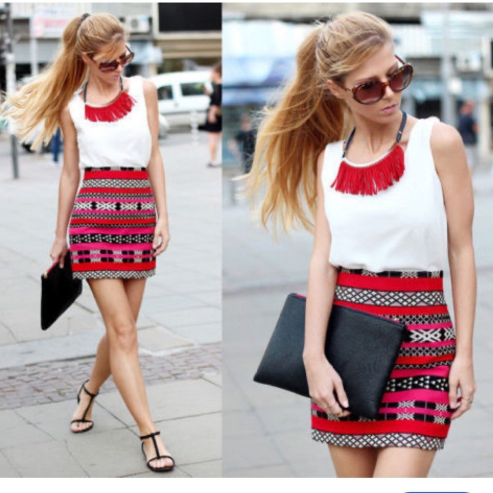 Zara woven Aztec skirt